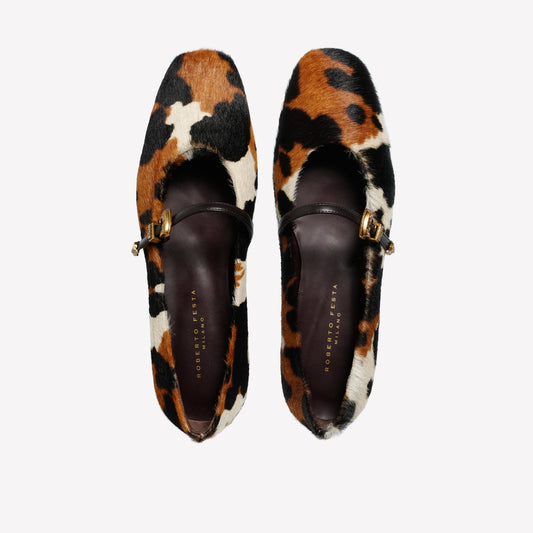 THREE-COLOURED PONY SKIN BALLERINA GRISEL - Multicolor | Roberto Festa