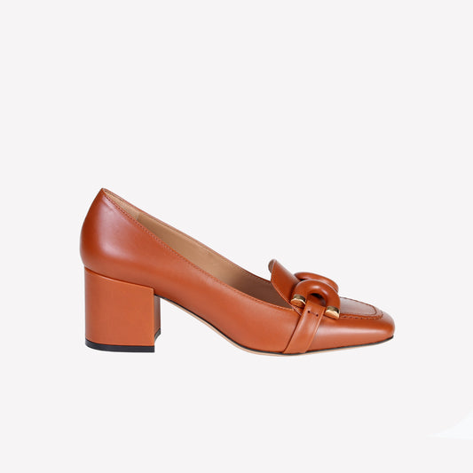 HARABY EMBELLISHED LOAFER IN COGNAC BROWN CALFSKIN - Products | Roberto Festa