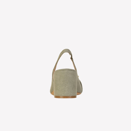 slingback in jeans kaki con accessorio in legno ibiza - Verde | Roberto Festa