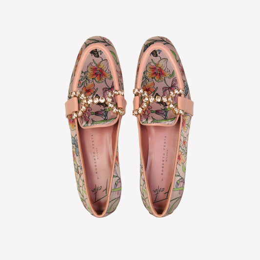 mocassino in garden phard con accessorio strass in tinta joys - Beige | Roberto Festa