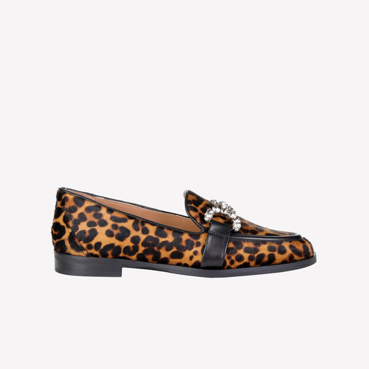 JOYS RHINESTONE'S EMBELLISHED LOAFER IN ANIMALIER FABRIC -  New arrivals | Roberto Festa