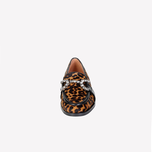 JOYS RHINESTONE'S EMBELLISHED LOAFER IN ANIMALIER FABRIC - Giallo | Roberto Festa