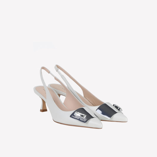 SLINGBACK IN BONE SOFTY LEATHER WITH ACCESSORY JUZNY - Ceremonial Shoes | Roberto Festa