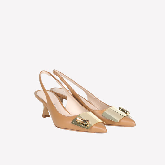 slingback in camel nappa leather with accessory juzny -  New arrivals | Roberto Festa