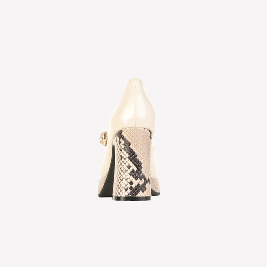 KANGRA PUMP WITH PLATFORM AND STRAP IN CREAM NAPPA - Bianco | Roberto Festa