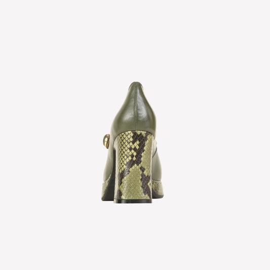 KANGRA PUMPS IN GREEN NAPPA WITH PLATFORM AND STRAP - Verde | Roberto Festa