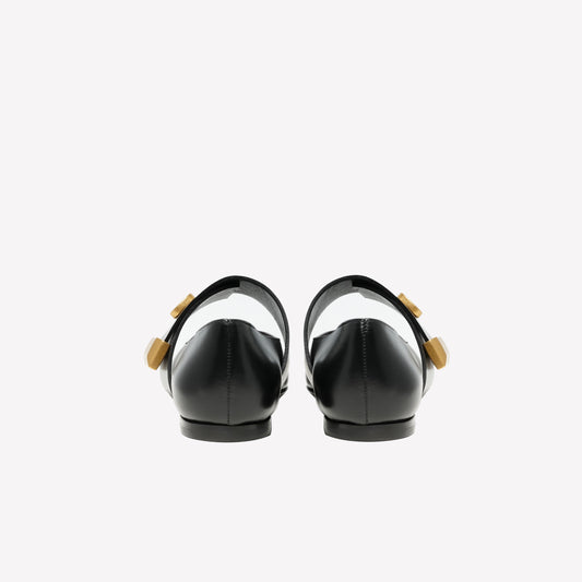 BLACK CALFSKIN BALLERINA KELLYS - Nero | Roberto Festa