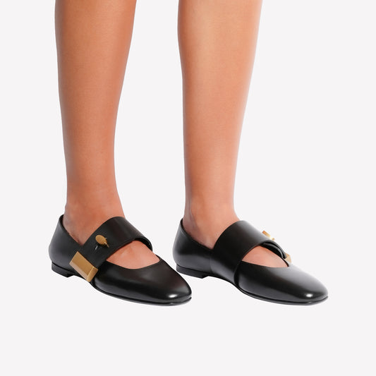 BLACK CALFSKIN BALLERINA KELLYS - Nero | Roberto Festa