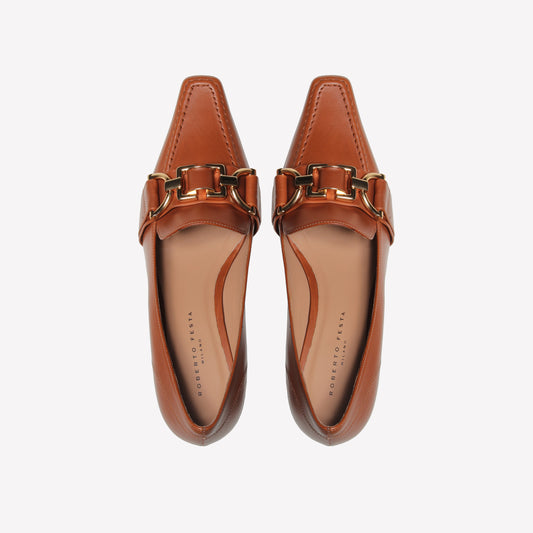 KESY HORSEBIT LOAFER IN COGNAC BROWN CALFSKIN - Marrone | Roberto Festa