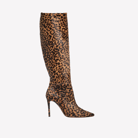 LEOPARD PRINT PONY SKIN KNEE BOOT WITH HIGH HEEL KLARIA - Boots | Roberto Festa