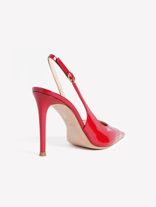 RED PATENT LEATHER SLINGBACK WITH HIGH HEEL KLEPT - Rosso | Roberto Festa