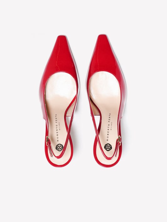 RED PATENT LEATHER SLINGBACK WITH HIGH HEEL KLEPT - Rosso | Roberto Festa