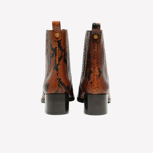 BEATLES IN LAMB PRINT PYTHON BROWN WITH MEDIUM HEEL LEDA - Marrone | Roberto Festa
