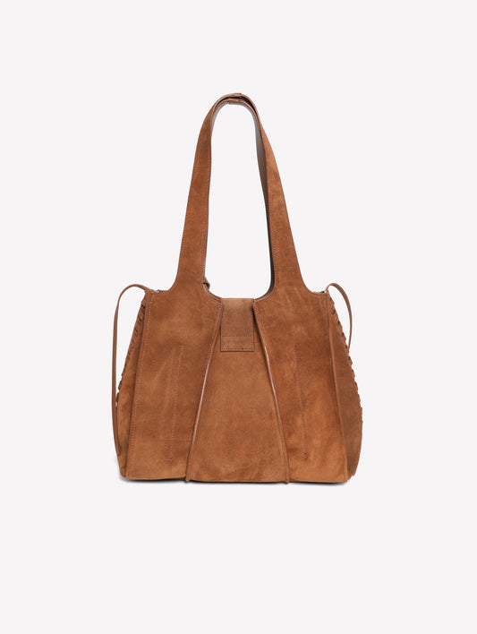 BORSA IN CROSTA MARRONE CON INFILATURE LATERALI IN PELLE LILI - Borse | Roberto Festa