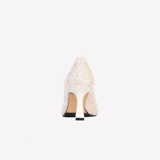 LILLY EMBELLISHED PUMP IN WHITE BOUCLÉ - Bianco | Roberto Festa