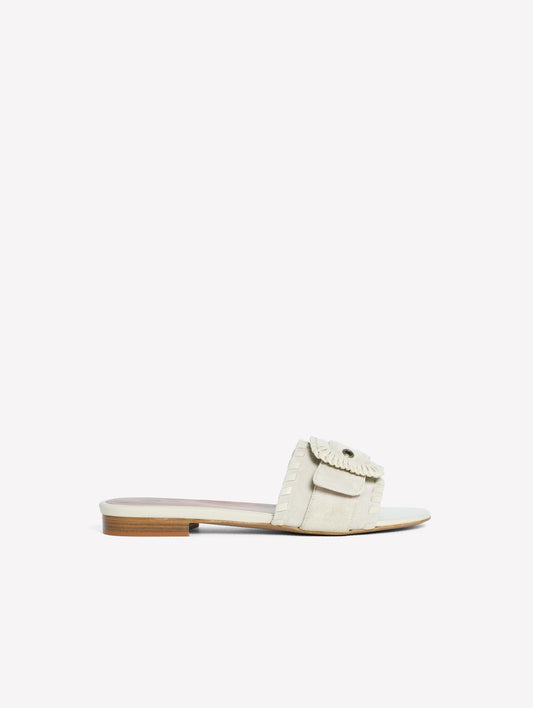 SLIPPER IN CROSTA TAUPE CON FIBBIA LOPEZ - Suede | Roberto Festa