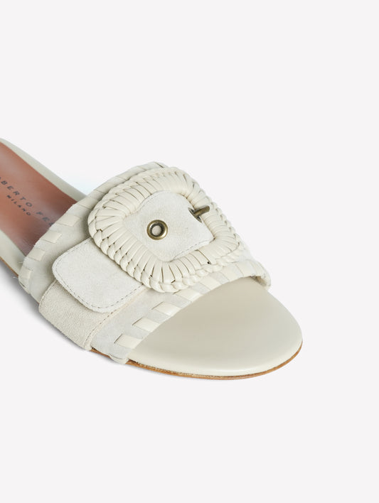 TAUPE SUEDE SLIPPERS WITH BUCKLE LOPEZ - Marrone | Roberto Festa