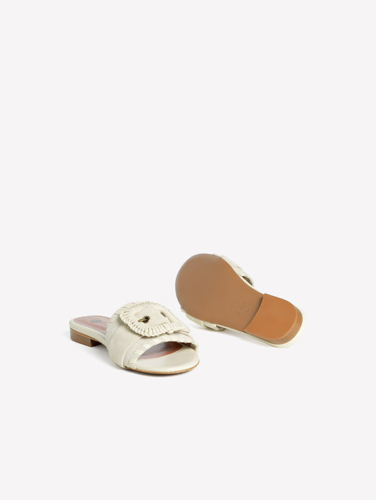 TAUPE SUEDE SLIPPERS WITH BUCKLE LOPEZ - Marrone | Roberto Festa