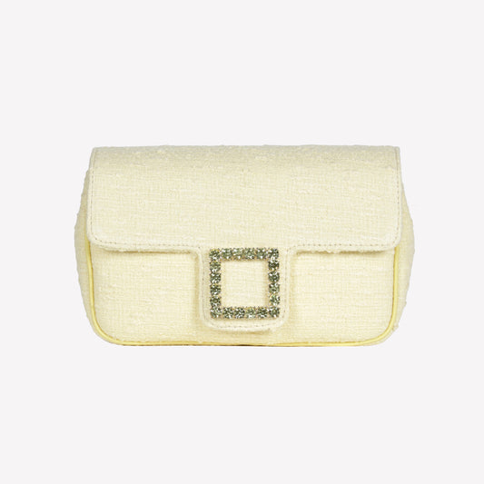 MIMOSA COLOR TWEED SHOULDER BAG WITH CRYSTAL ACCESSORY LUNETTE - Mix & Match | Roberto Festa