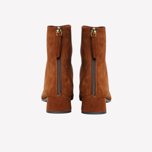 BROWN SUEDE BOOT WITH MEDIUM HEEL AND ZIP BACK MAVI - Marrone | Roberto Festa