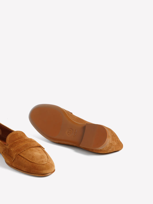 LEATHER-COLORED LOAFER IN SUEDE MINERVA - Brown | Roberto Festa
