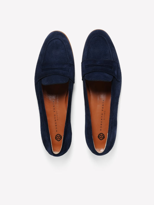 NAVY BLU SUEDE LOAFER MINERVA - Navy blue | Roberto Festa