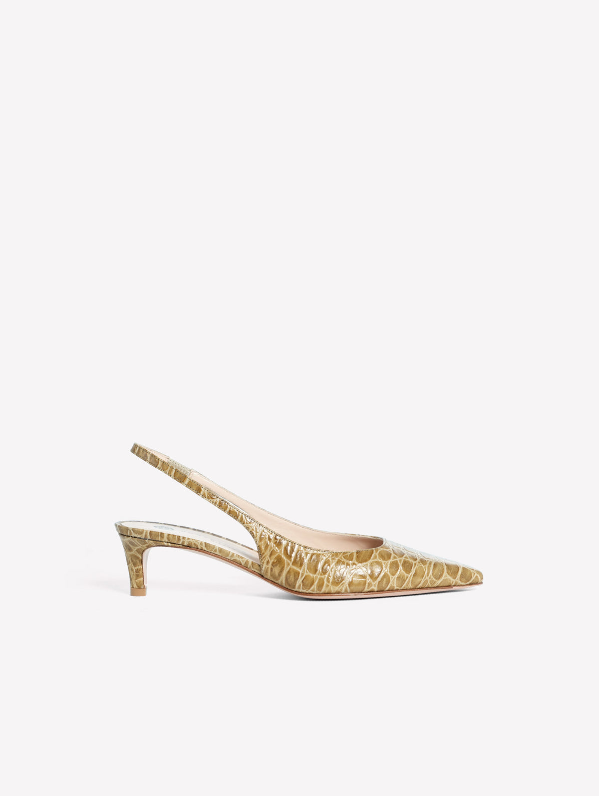 MILITARY GREEN CROCODILE PRINT LEATHER SLINGBACK MIXIA – Roberto Festa