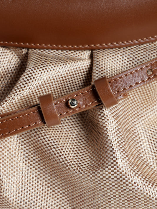 POUCH IN RAFFIA BEIGE CON CORNICE IN PELLE NAYARA - Beige | Roberto Festa