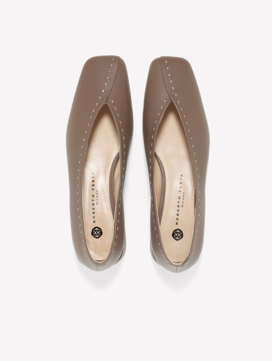 DEER LEATHER PUMPS WITH FINISHED NECKLINE NEW ADRIANA - Grigio | Roberto Festa