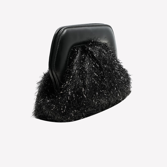 BORSA POUCH IN TESSUTO LUREX NERO OFELIA - Nuovi Arrivi | Roberto Festa