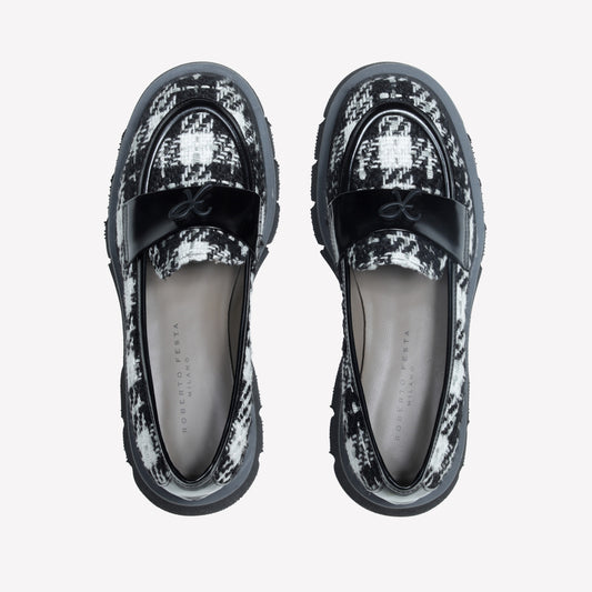 TWEED LOAFER WITH RUBBERIZED LOGO ACCESSORY OFRA - Nero | Roberto Festa