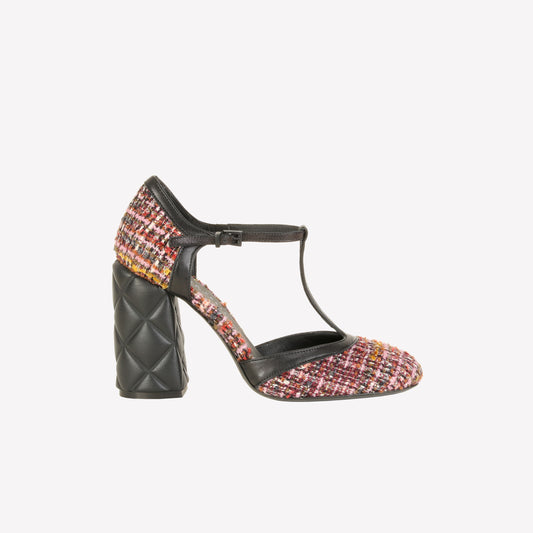OLIMPYA T-STRAP PUMP IN MULTICOLOR BOUCLÉ - Women&#39;s Shoes: Elegant Footwear | Official Site