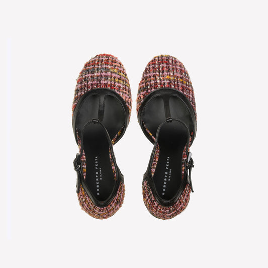 OLIMPYA T-STRAP PUMP IN MULTICOLOR BOUCLÉ - Multicolor | Roberto Festa