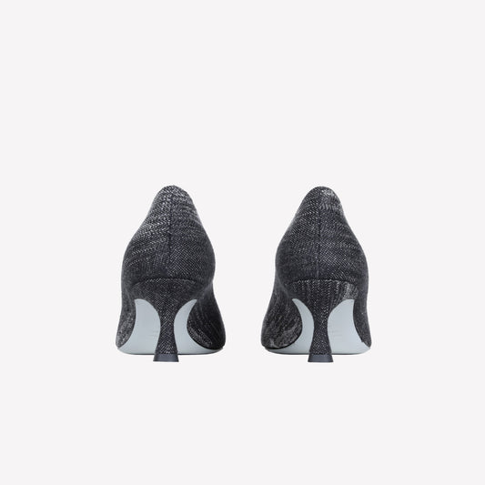 BLACK DENIM PUMPS WITH BAGUETTE ACCESSORY ONLY - Nero | Roberto Festa