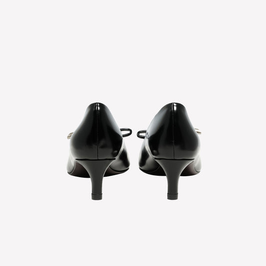 PUMP IN BRUSHED BLACK WITH BOW AND MEDIUM HEEL ORLA - Nero | Roberto Festa