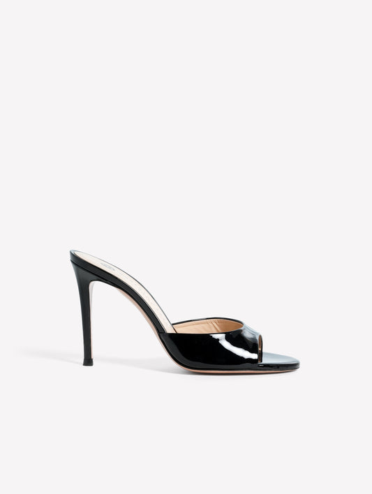 BLACK PATENT LEATHER MULE WITH HIGH HEEL RAMAS - Products | Roberto Festa