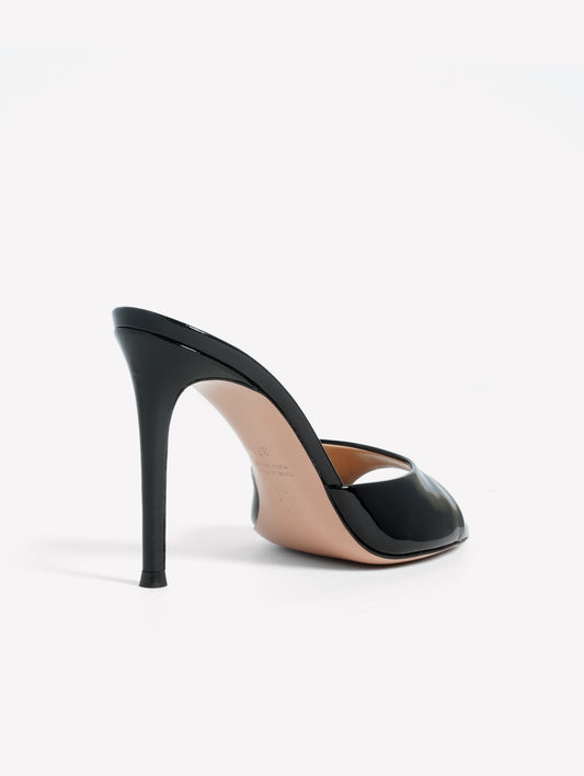 BLACK PATENT LEATHER MULE WITH HIGH HEEL RAMAS - Nero | Roberto Festa