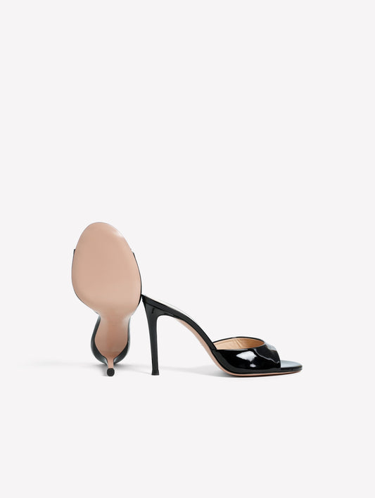 BLACK PATENT LEATHER MULE WITH HIGH HEEL RAMAS - Nero | Roberto Festa