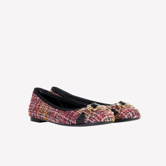 ROBERTA EMBELLISHED BALLET FLAT IN MULTICOLOR BOUCLÉ - Women&#39;s Shoes: Elegant Footwear | Official Site