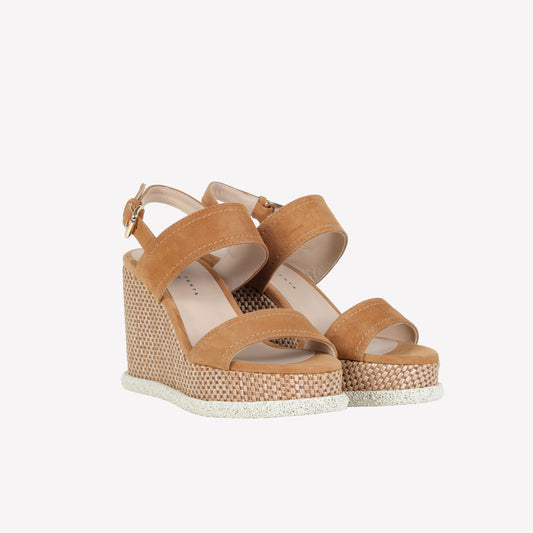 SANDAL WITH WEDGE IN BAMBU SUEDE ROSA - Sandals | Roberto Festa