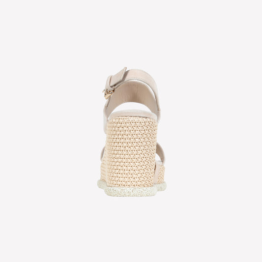 SANDAL WITH WEDGE IN OSSO SUEDE ROSA - Beige | Roberto Festa