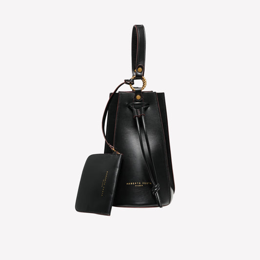 BLACK CALFSKIN BUCKET BAG  SAFIRA - Nero | Roberto Festa