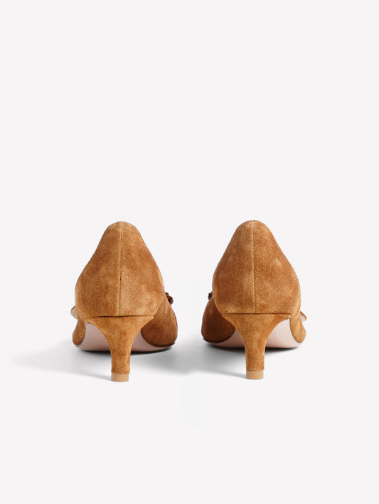 DECOLLETE’ IN CROSTA COLOR CUOIO CON FIBBIA INTRECCIATA A MANO SIRIO - Marrone | Roberto Festa