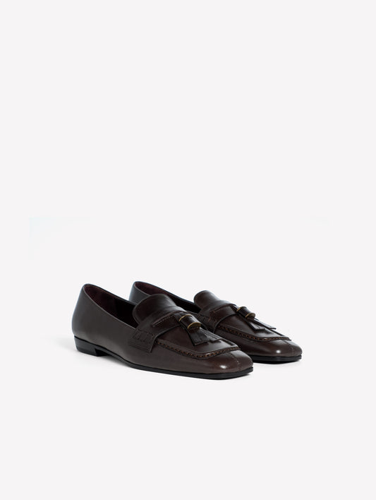 DARK BROWN LEATHER LOAFERS SKYLAR - Products | Roberto Festa