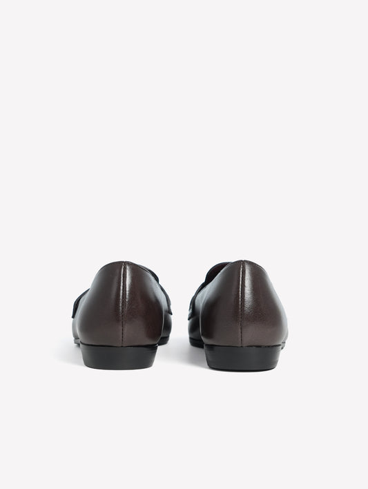 DARK BROWN LEATHER LOAFERS SKYLAR - Brown | Roberto Festa