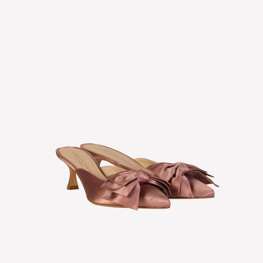 SABOT WITH BOW IN SILK TAN SOLIS - The perfect Guest | Roberto Festa