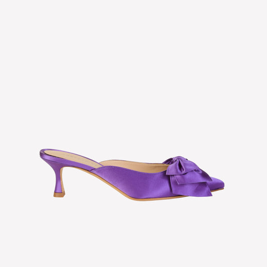 SABOT WITH BOW IN SILK PURPLE SOLIS - Spring Summer Preview | Roberto Festa