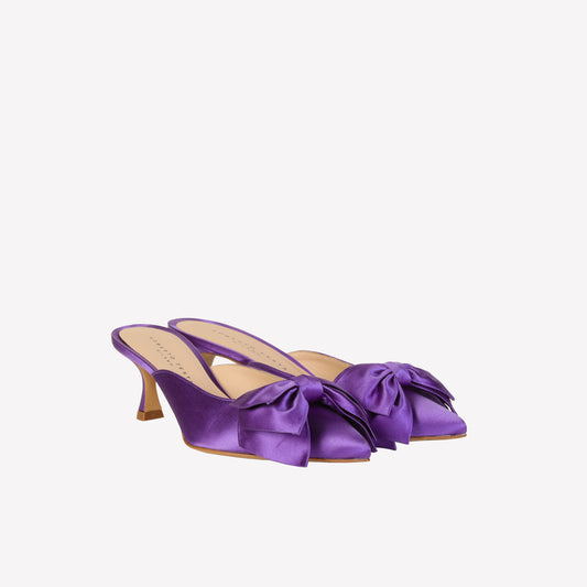 SABOT WITH BOW IN SILK PURPLE SOLIS -  New arrivals | Roberto Festa