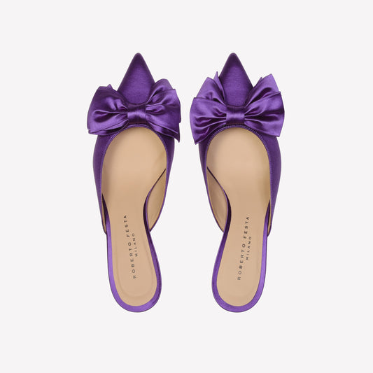 sabot con fiocco in raso viola solis - Viola | Roberto Festa