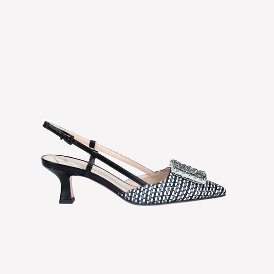 SLINGBACK IN CEZANNE WITH TONE ON TONE ACCESSORY STEFY - Shoes | Roberto Festa